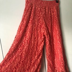 Lace over lay gaucho pants.